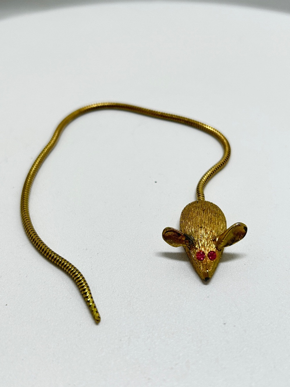Vintage Gold Mouse Bookmark With Snake Chain Tail, Adorable